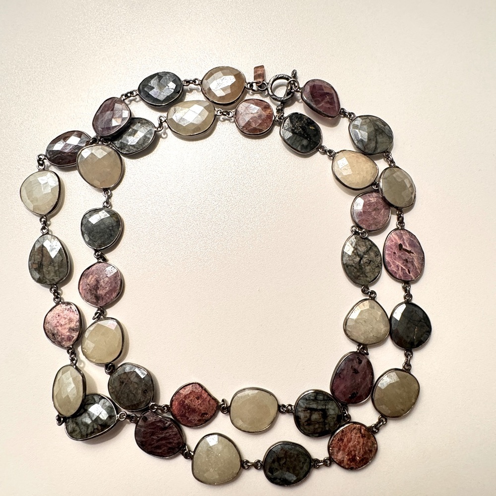 Margo Morrison one-of-a Kind faceted moss aquamarine necklace